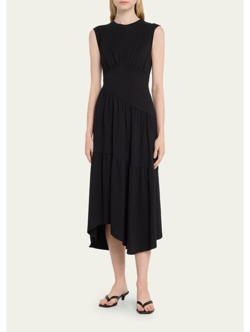 New Frame Gathered Seam Midi Dress In Black Size L $328